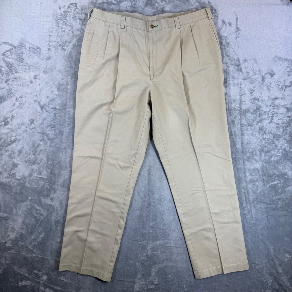 Vintage Tommy Hilfiger Pleated Chino Pants Men's Size 42x32 Beige Khaki Pants